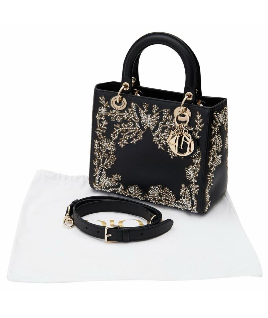 CHRISTIAN DIOR Черная кожаная сумка с короткими ручками, фото 6