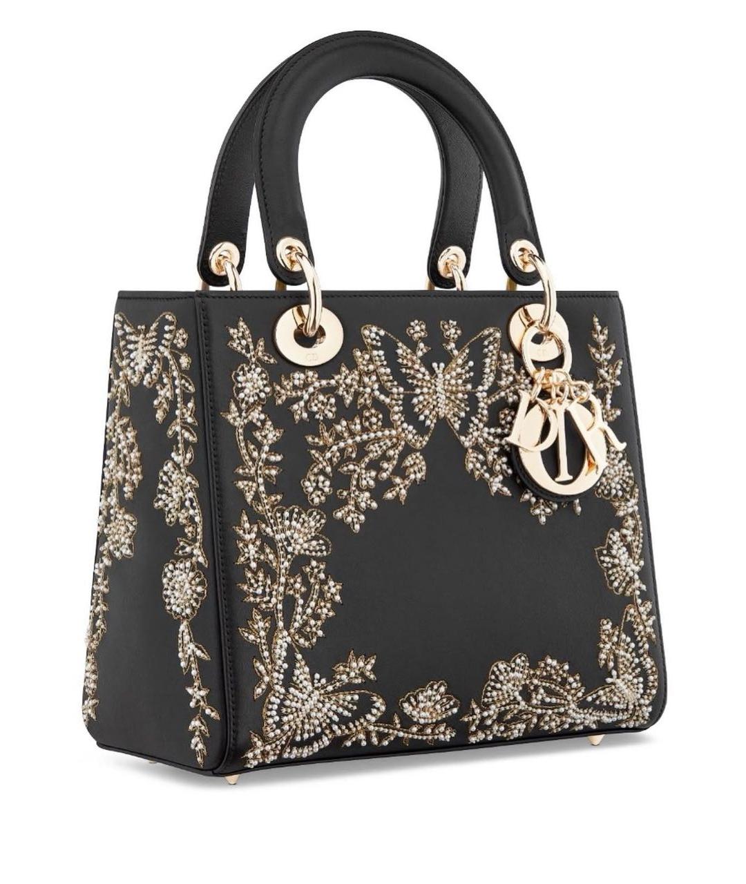 CHRISTIAN DIOR Черная кожаная сумка с короткими ручками, фото 1