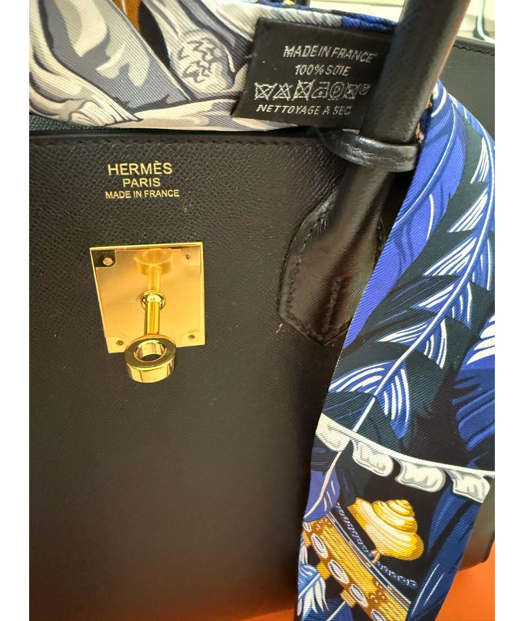 HERMES Черная кожаная сумка с короткими ручками, фото 4