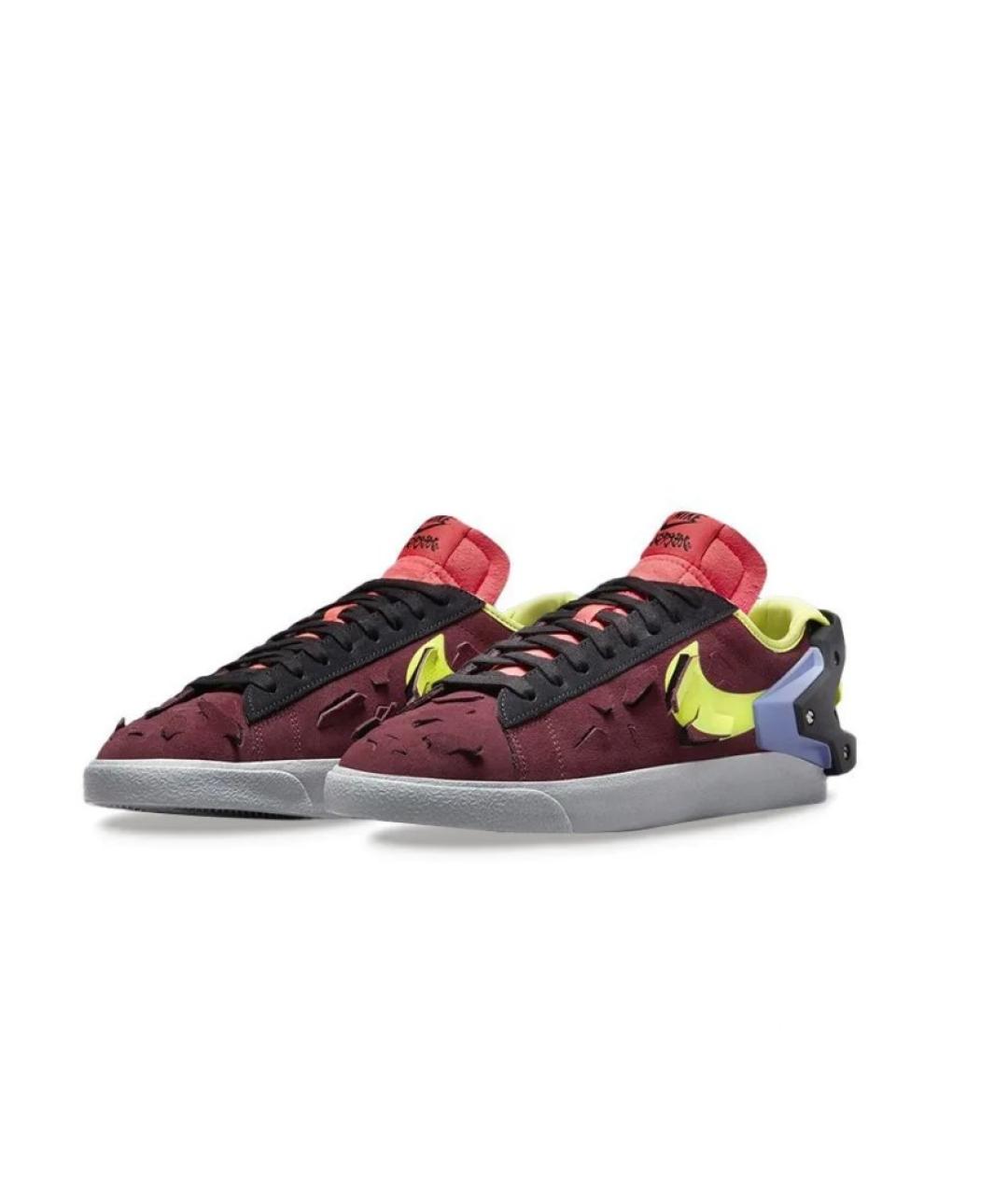 NIKE Бордовые замшевые низкие кроссовки / кеды, фото 2