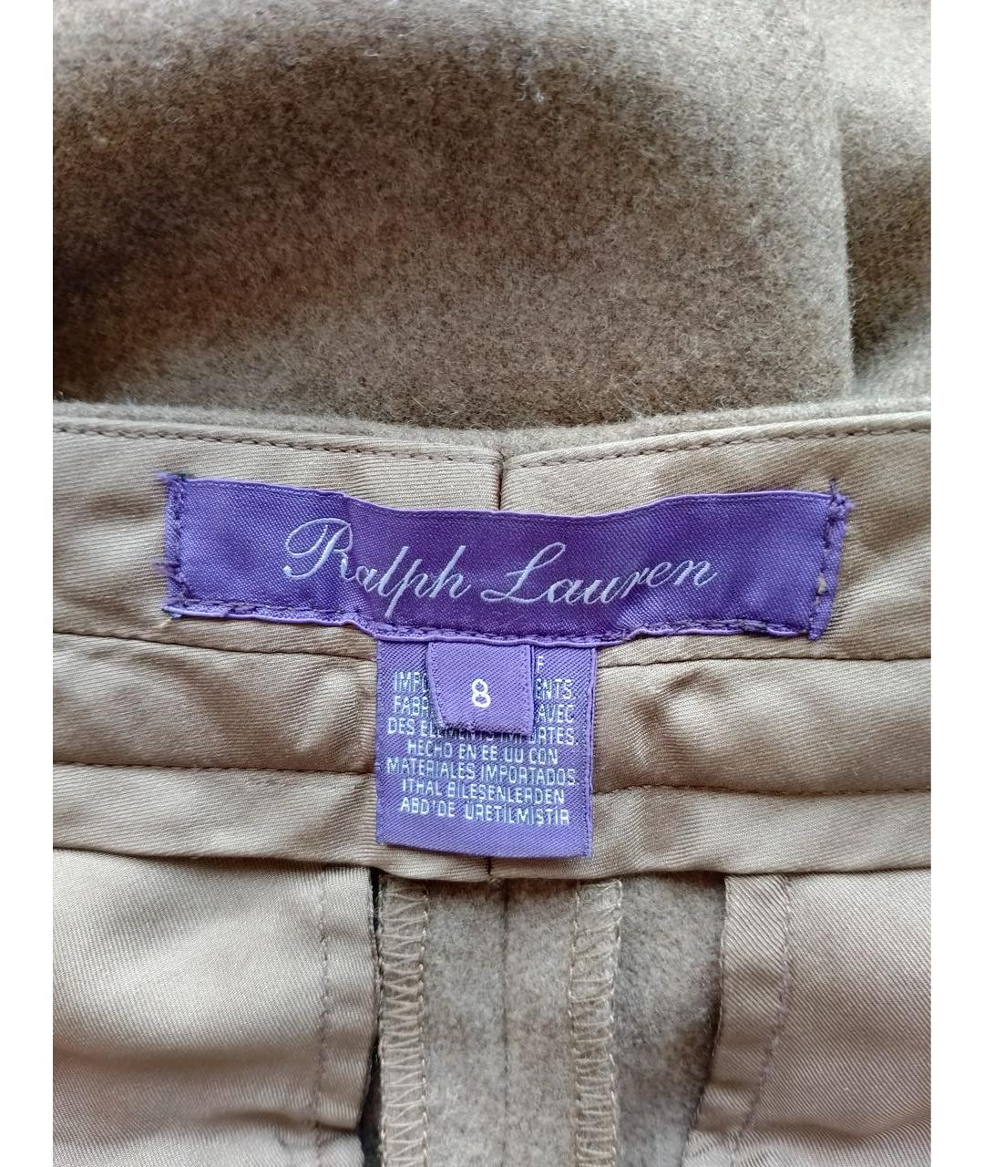 RALPH LAUREN PURPLE LABEL Коричневые шерстяные брюки широкие, фото 6