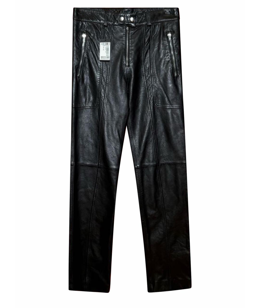 ISABEL MARANT Черные кожаные прямые брюки, фото 1