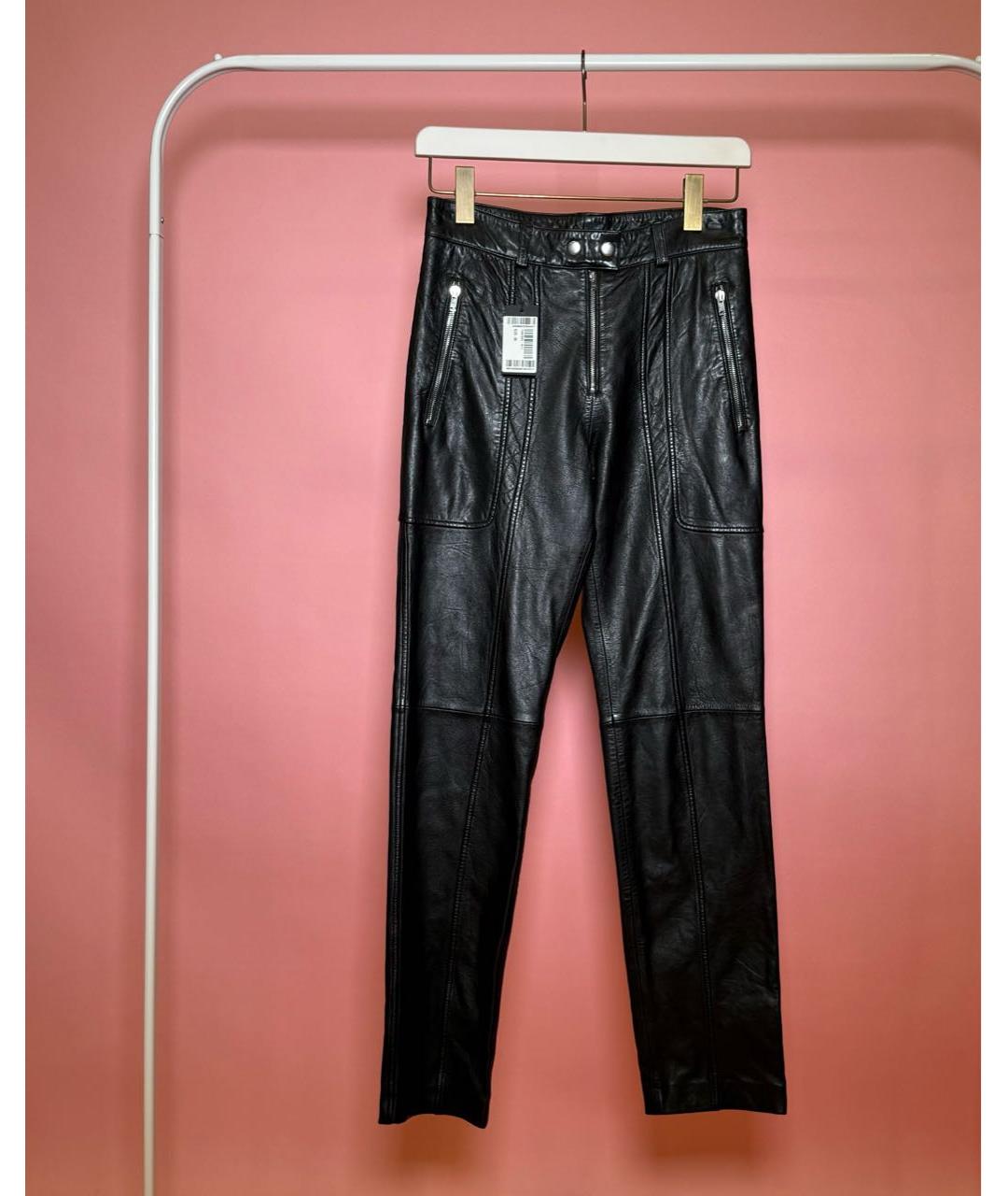 ISABEL MARANT Черные кожаные прямые брюки, фото 5