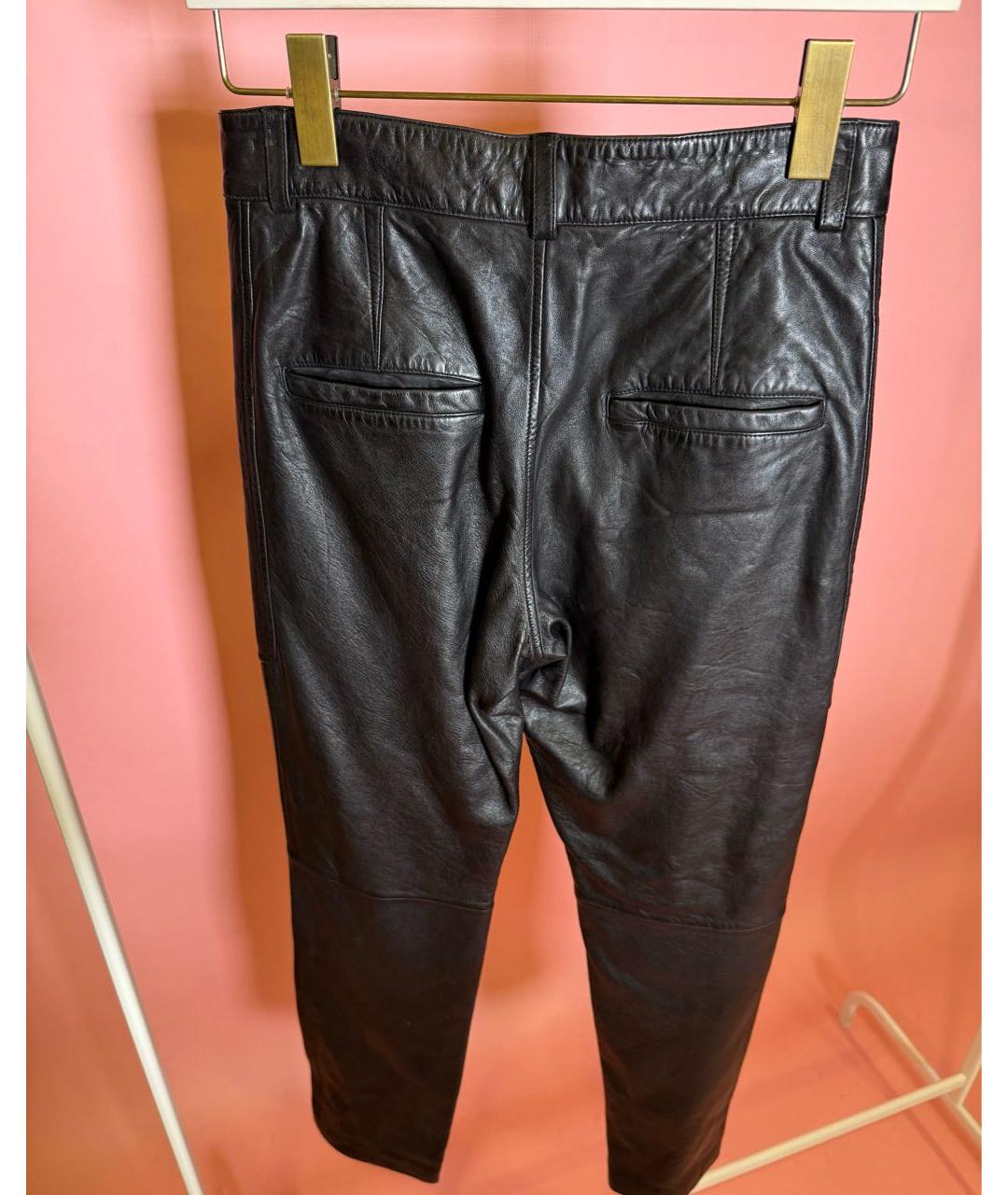 ISABEL MARANT Черные кожаные прямые брюки, фото 3