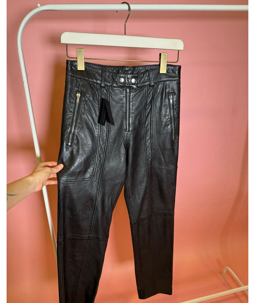 ISABEL MARANT Черные кожаные прямые брюки, фото 2