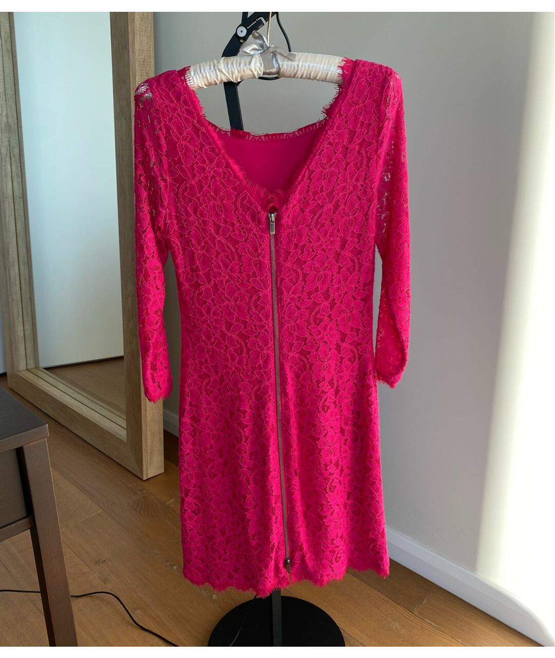 DIANE VON FURSTENBERG Фуксия кружевное вечернее платье, фото 2