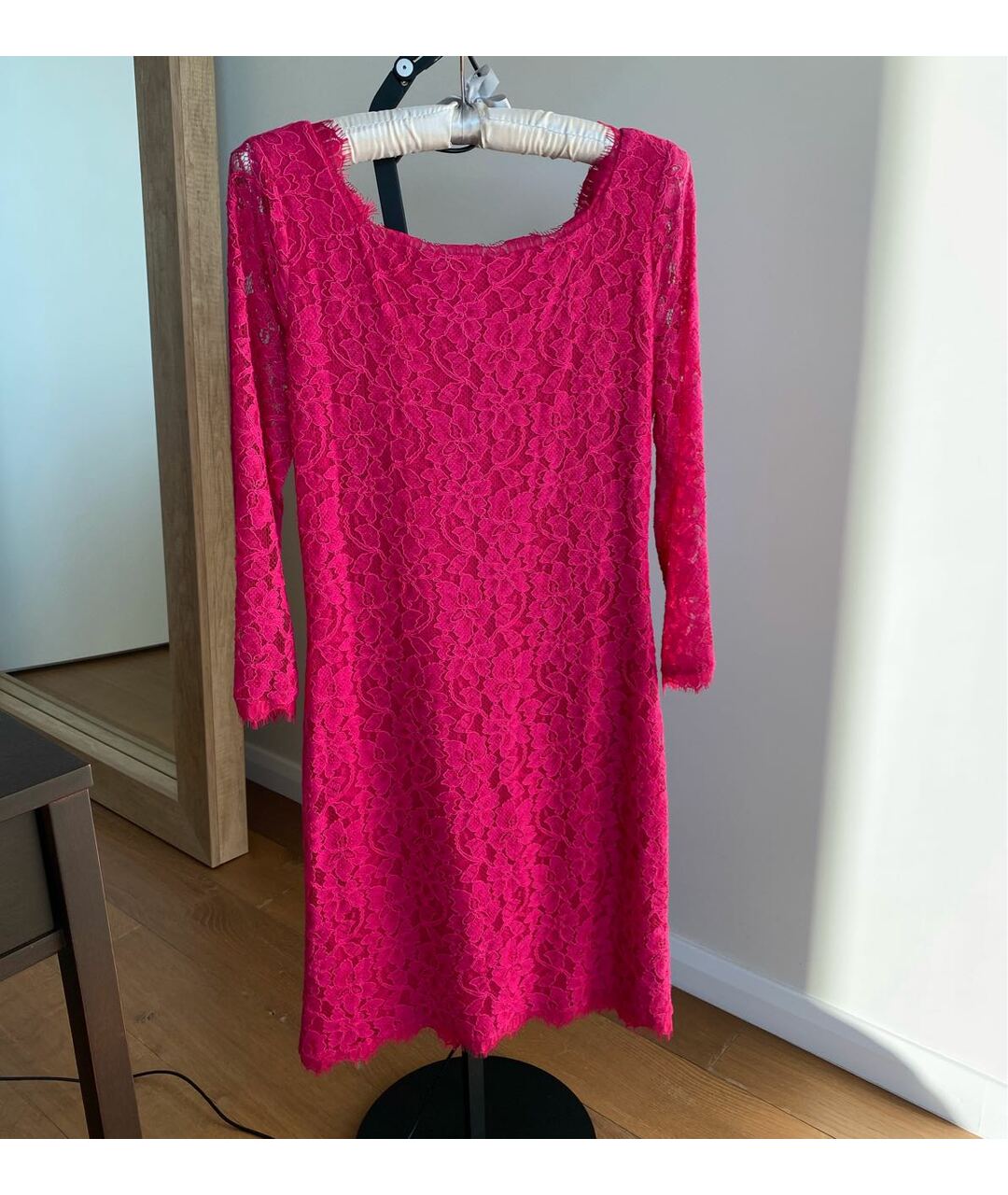 DIANE VON FURSTENBERG Фуксия кружевное вечернее платье, фото 5