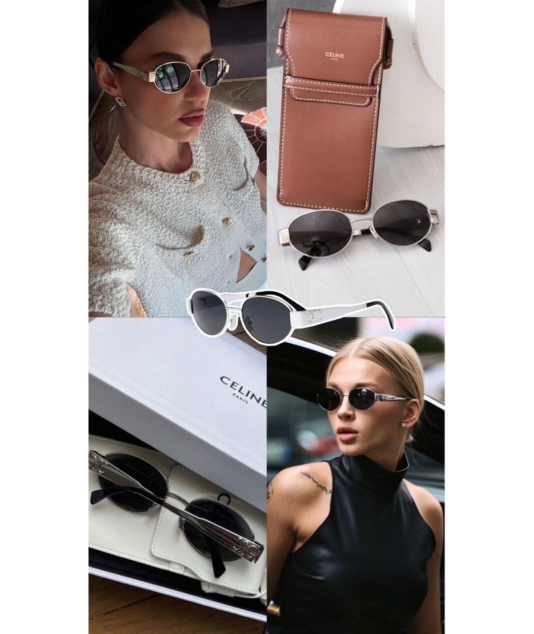 CELINE Серебряные металлические солнцезащитные очки, фото 8