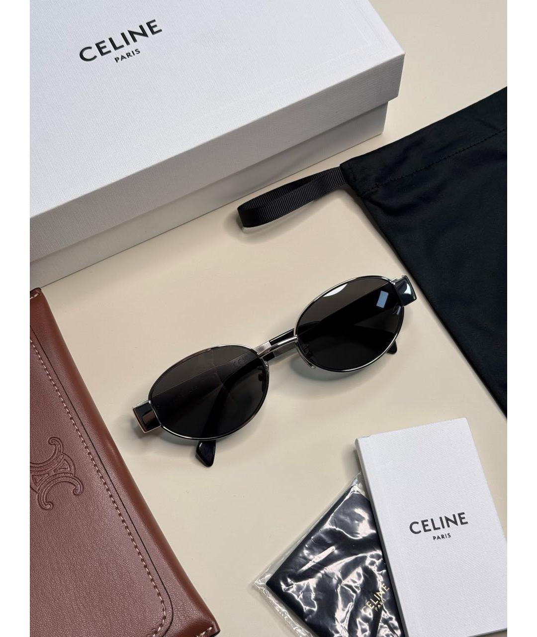 CELINE Серебряные металлические солнцезащитные очки, фото 6