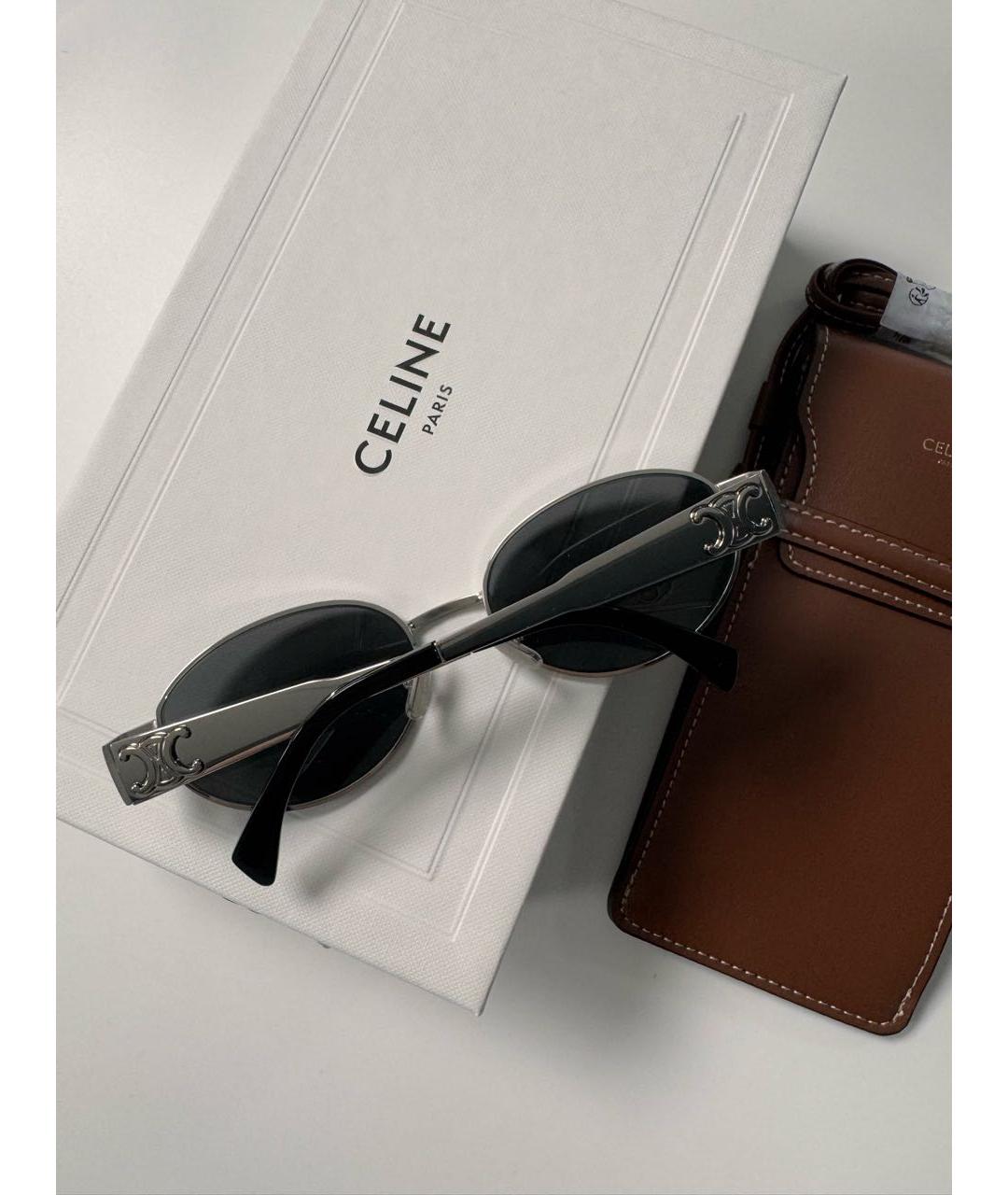 CELINE Серебряные металлические солнцезащитные очки, фото 4