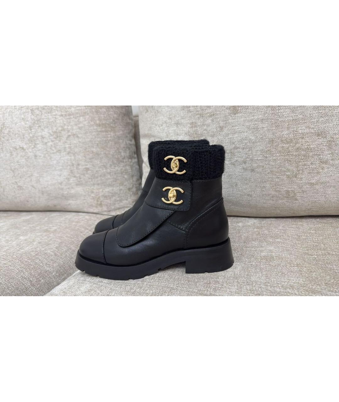 CHANEL Черные кожаные ботинки, фото 3