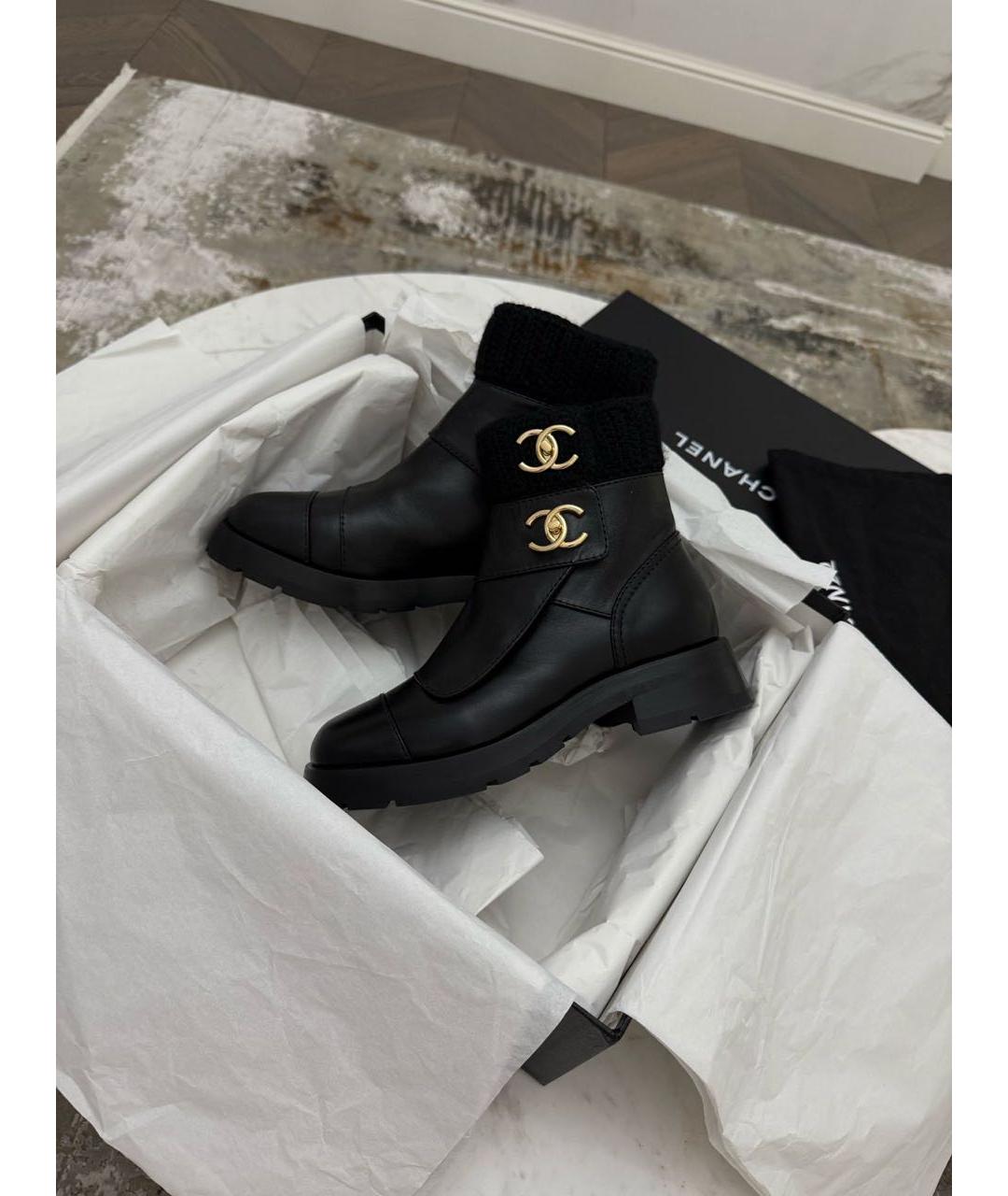CHANEL Черные кожаные ботинки, фото 2