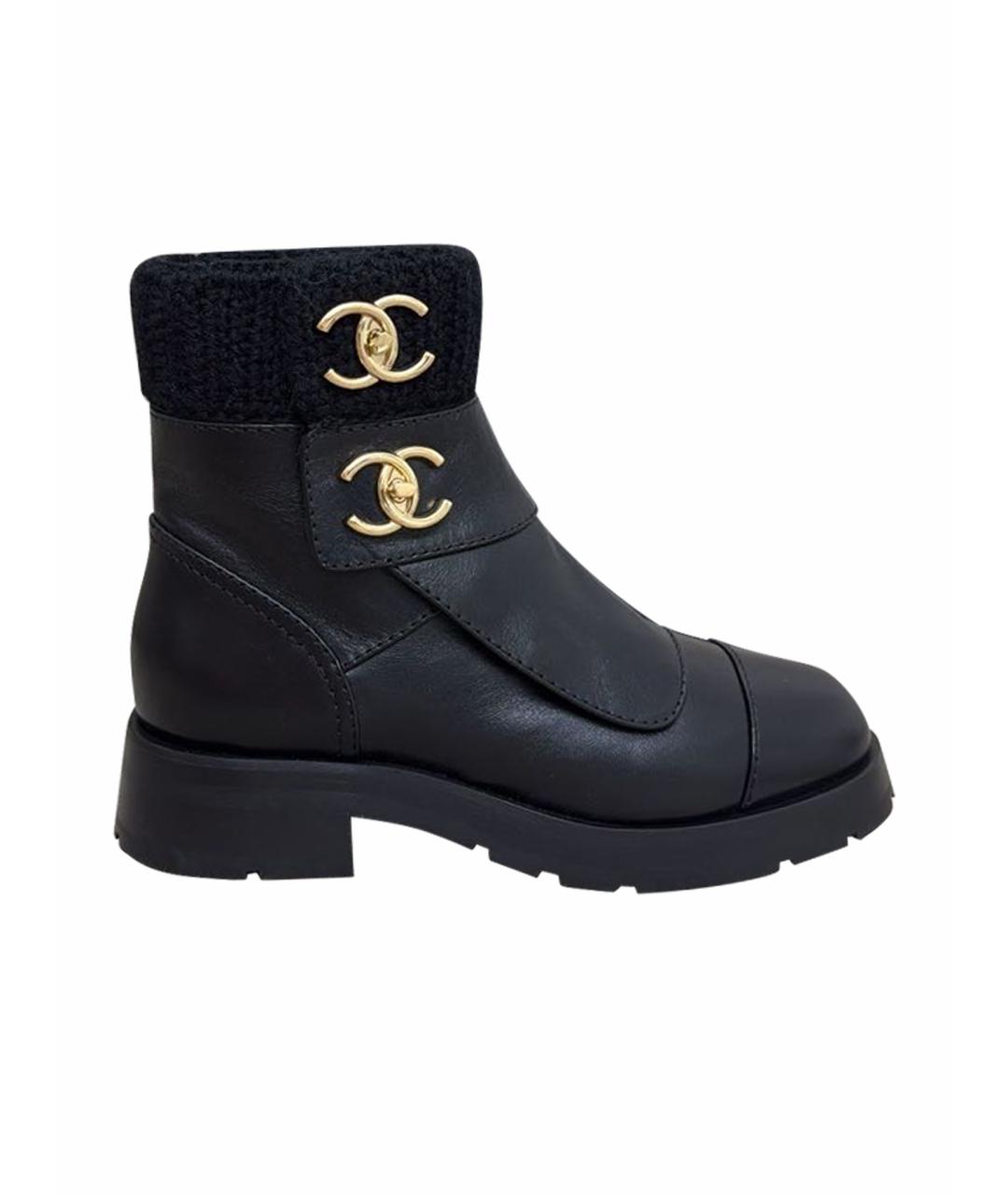 CHANEL Черные кожаные ботинки, фото 1