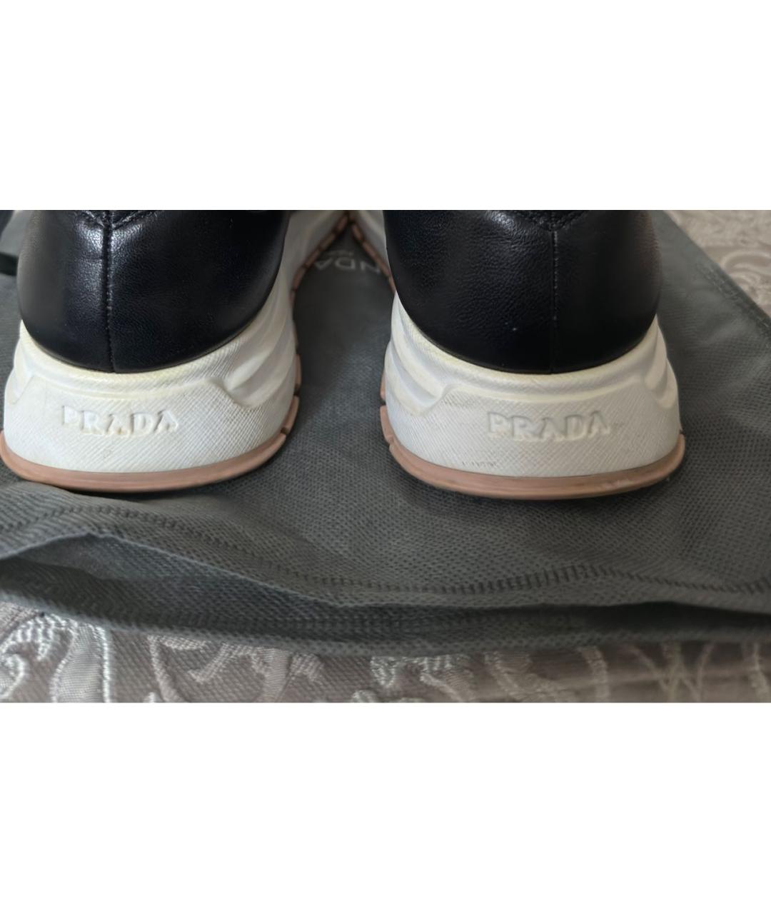 PRADA Черные кожаные кроссовки, фото 4