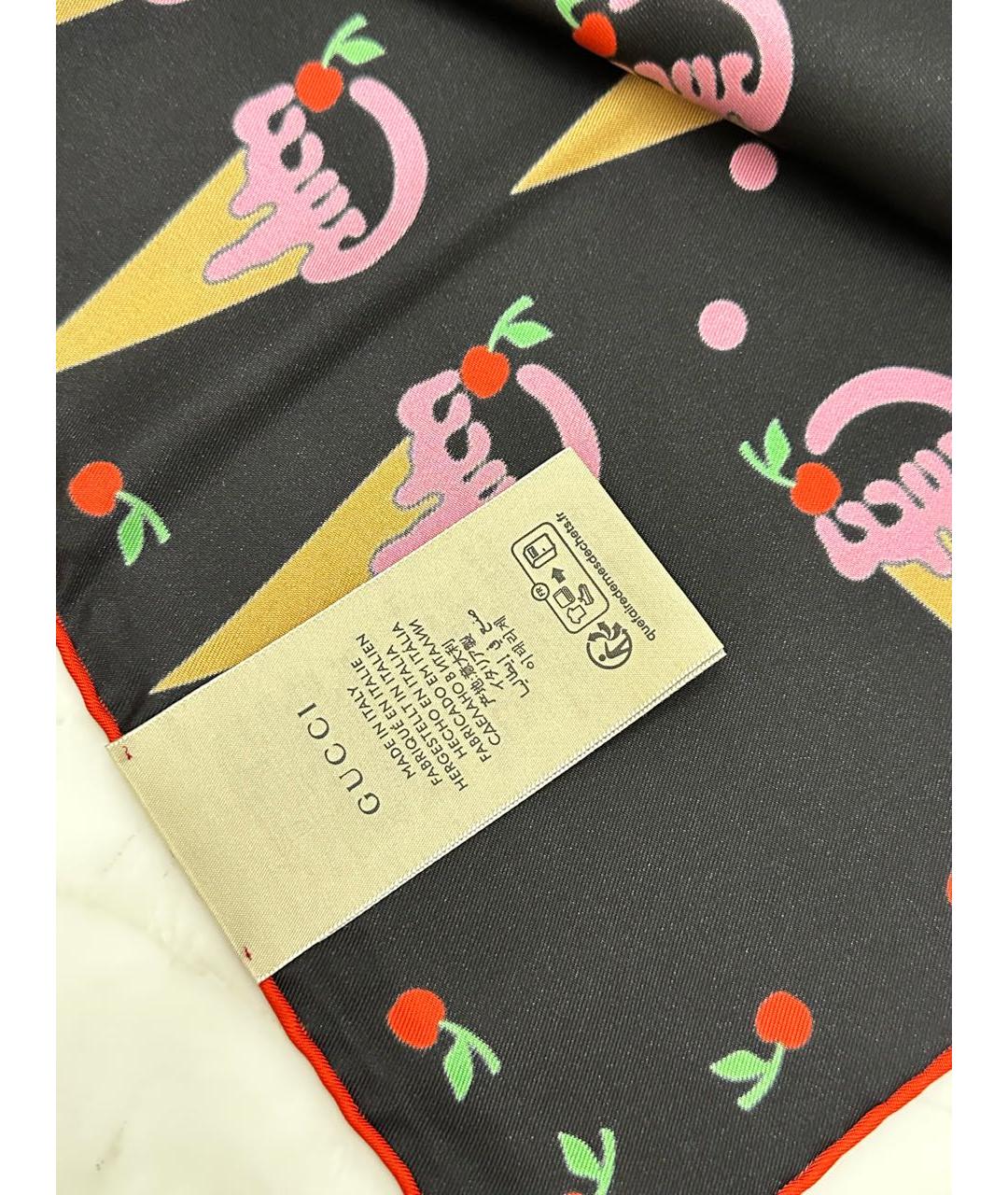 GUCCI Черный шелковый платок, фото 4