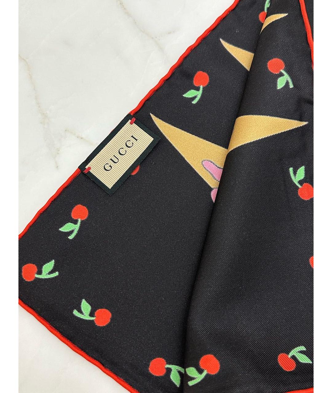 GUCCI Черный шелковый платок, фото 3