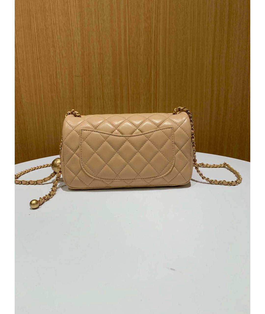 CHANEL Бежевая кожаная сумка через плечо, фото 2