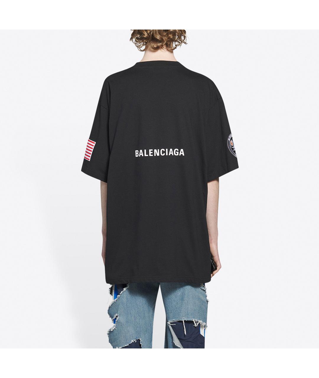 BALENCIAGA Черная хлопковая футболка, фото 5