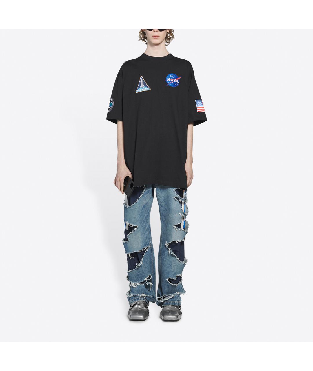 BALENCIAGA Черная хлопковая футболка, фото 3