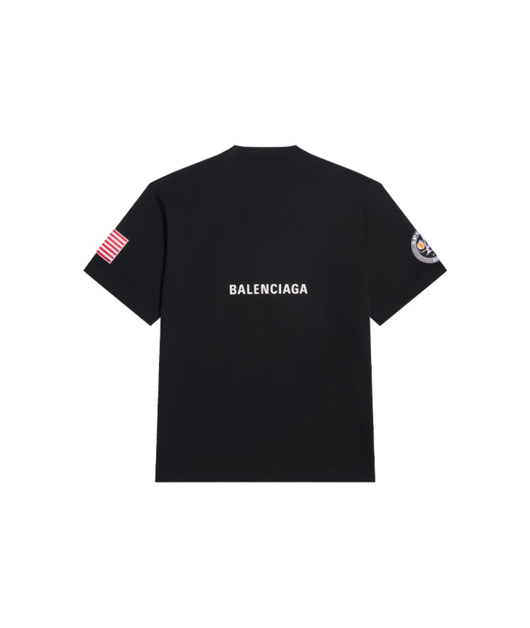 BALENCIAGA Черная хлопковая футболка, фото 2