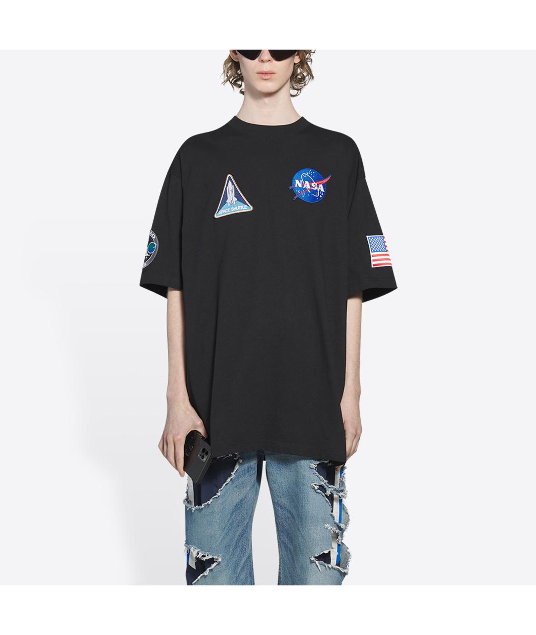 BALENCIAGA Черная хлопковая футболка, фото 4