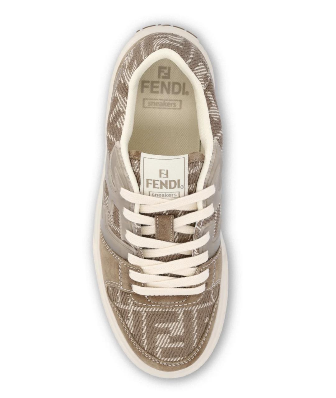 FENDI Антрацитовые кожаные кроссовки, фото 4