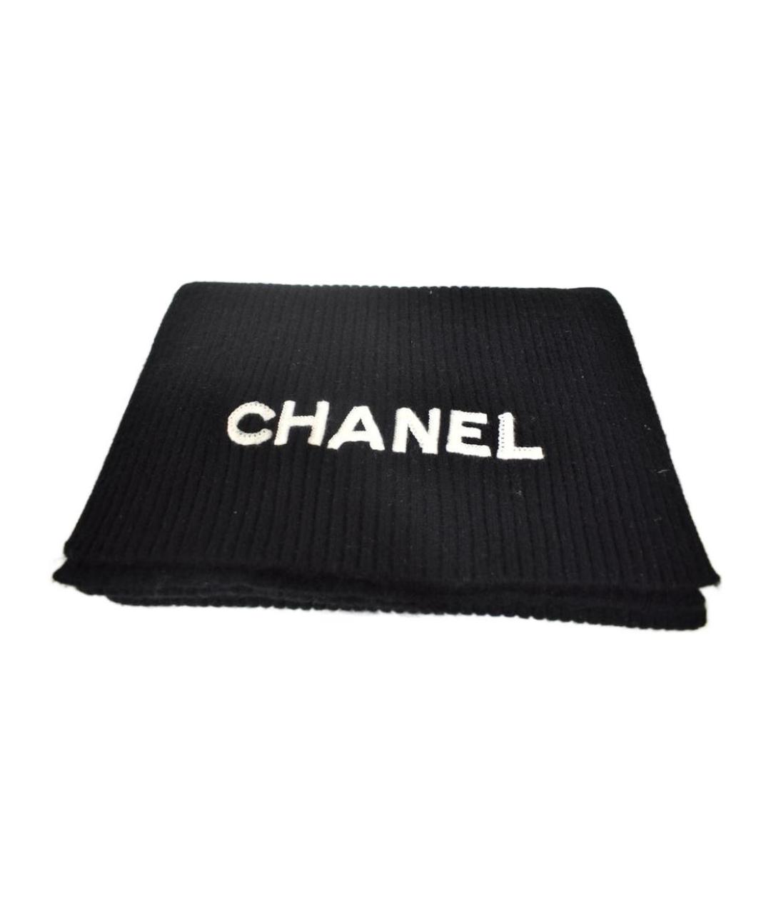 CHANEL Черный кашемировый шарф, фото 2