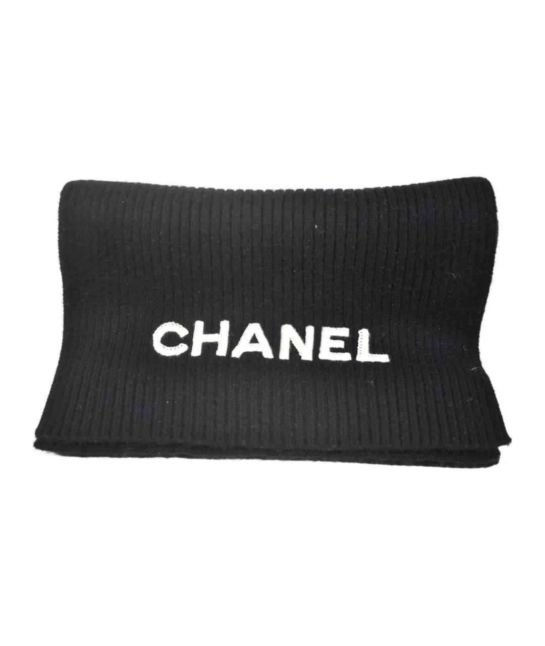 CHANEL Черный кашемировый шарф, фото 1