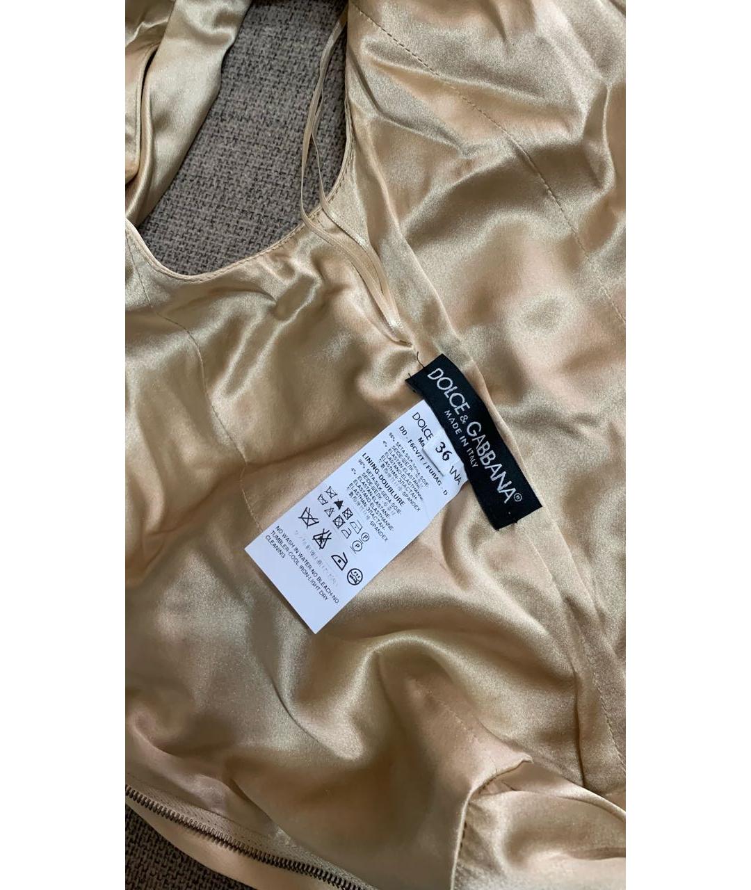 DOLCE&GABBANA Золотое шелковое коктейльное платье, фото 3