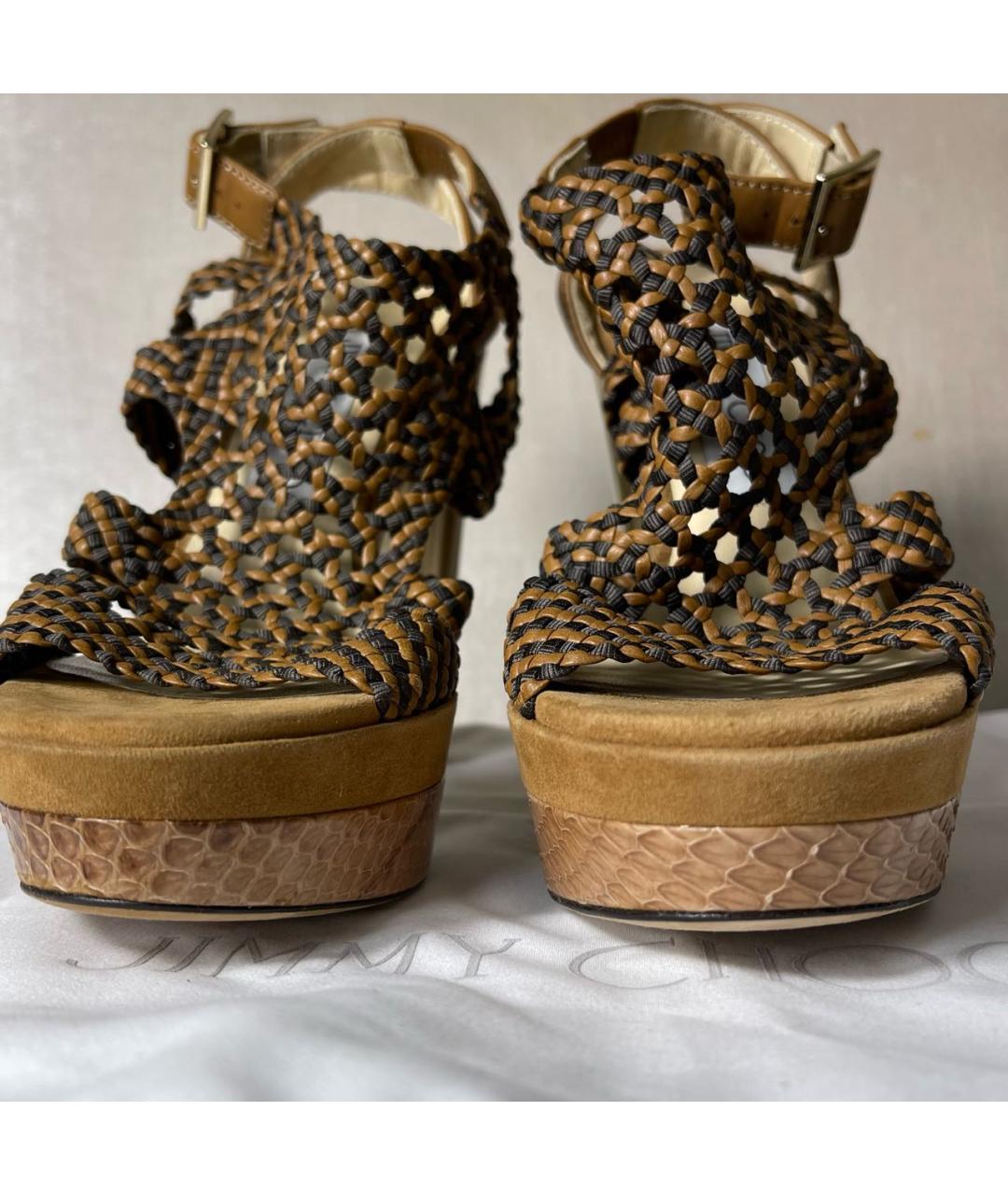 JIMMY CHOO Коричневые босоножки из экзотической кожи, фото 8