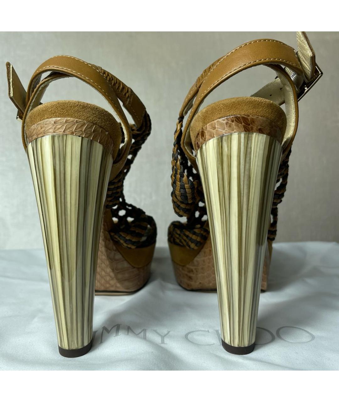 JIMMY CHOO Коричневые босоножки из экзотической кожи, фото 4