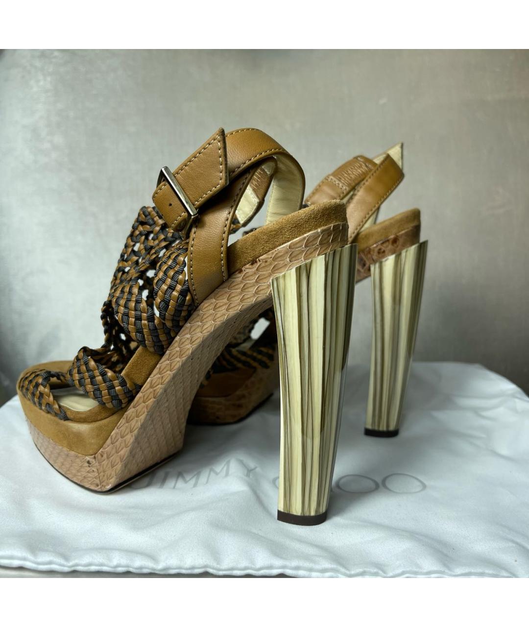 JIMMY CHOO Коричневые босоножки из экзотической кожи, фото 3