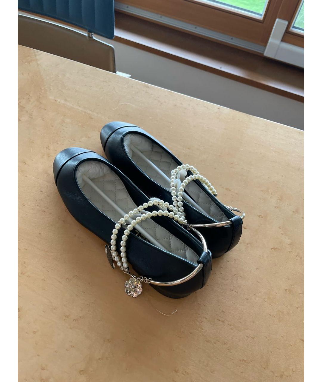 CHANEL Черные кожаные балетки, фото 5