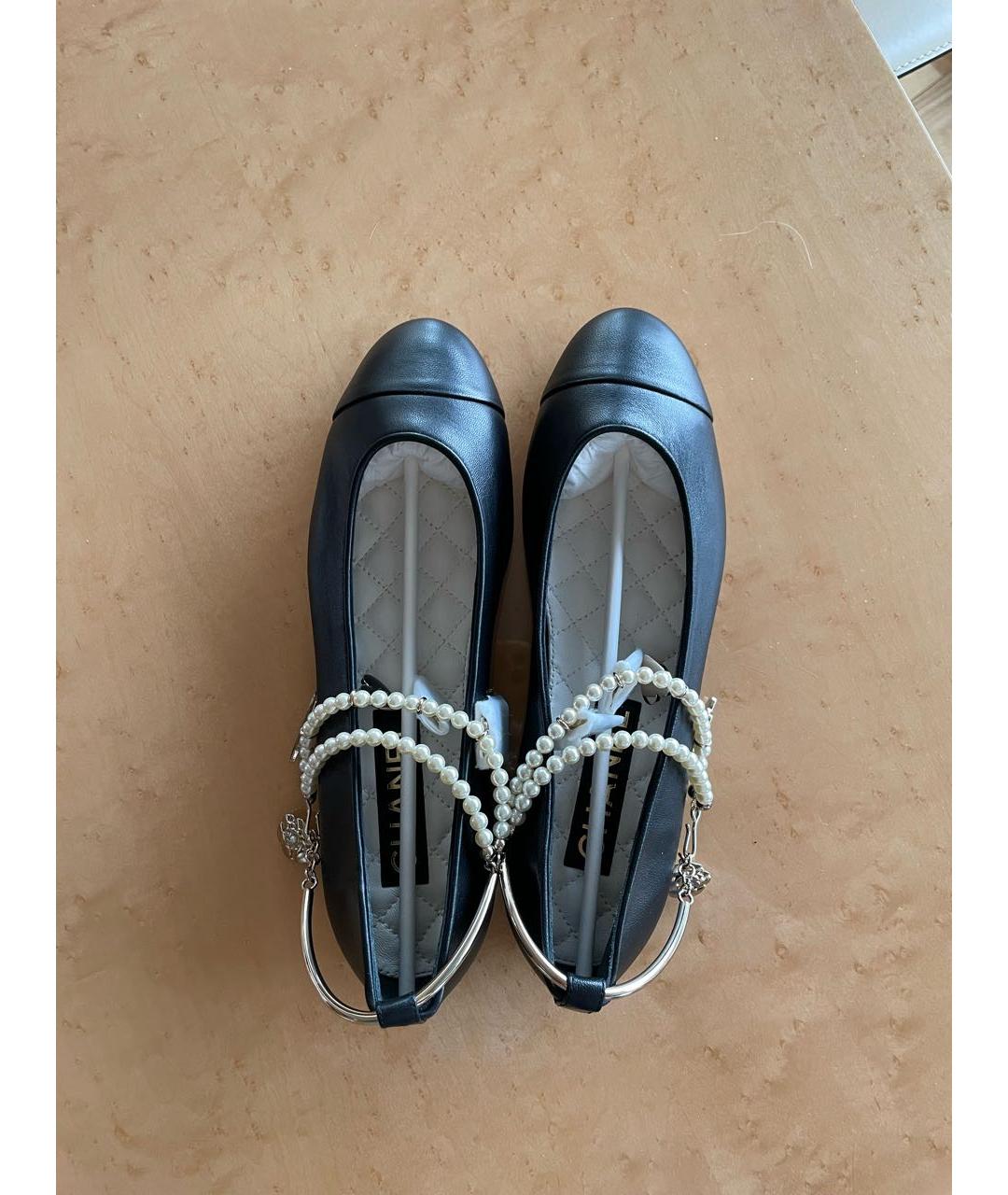CHANEL Черные кожаные балетки, фото 4
