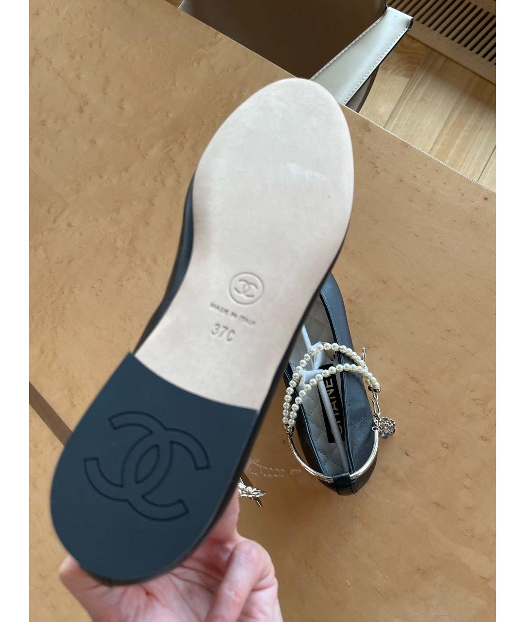 CHANEL Черные кожаные балетки, фото 3