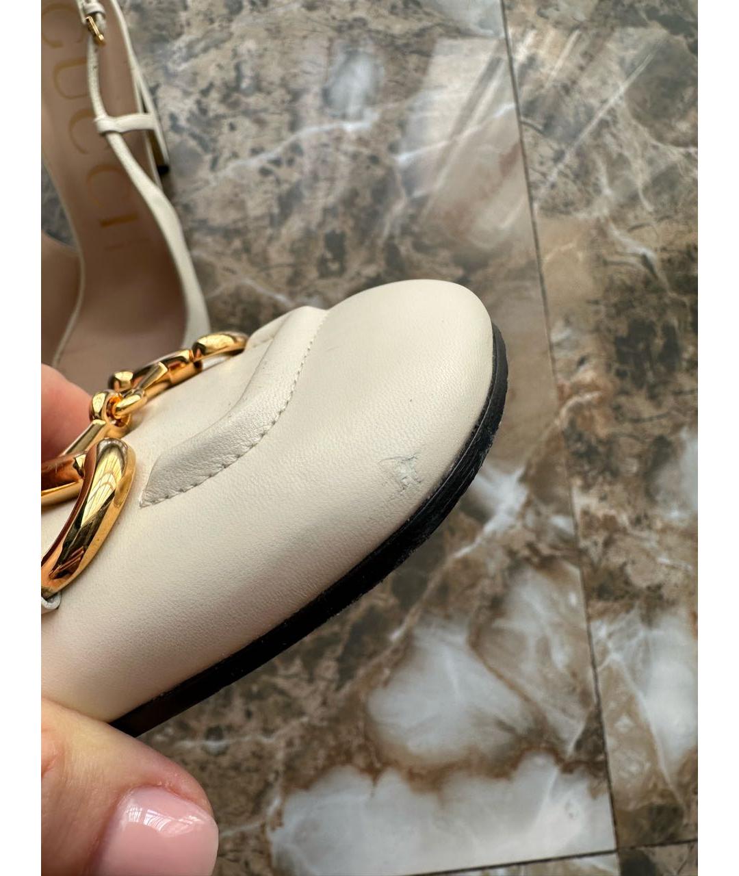 GUCCI Бежевые кожаные босоножки, фото 7