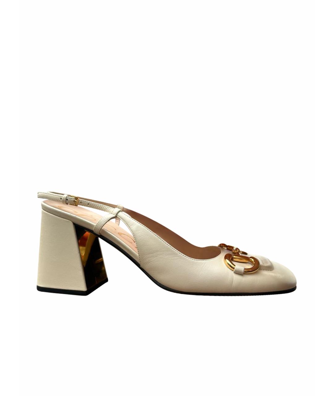 GUCCI Бежевые кожаные босоножки, фото 1