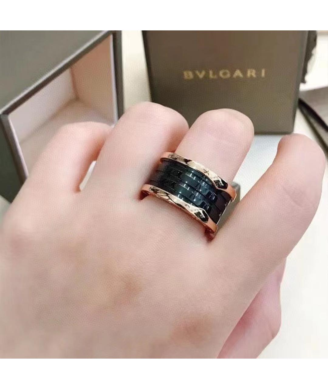 BVLGARI Черное кольцо из розового золота, фото 6