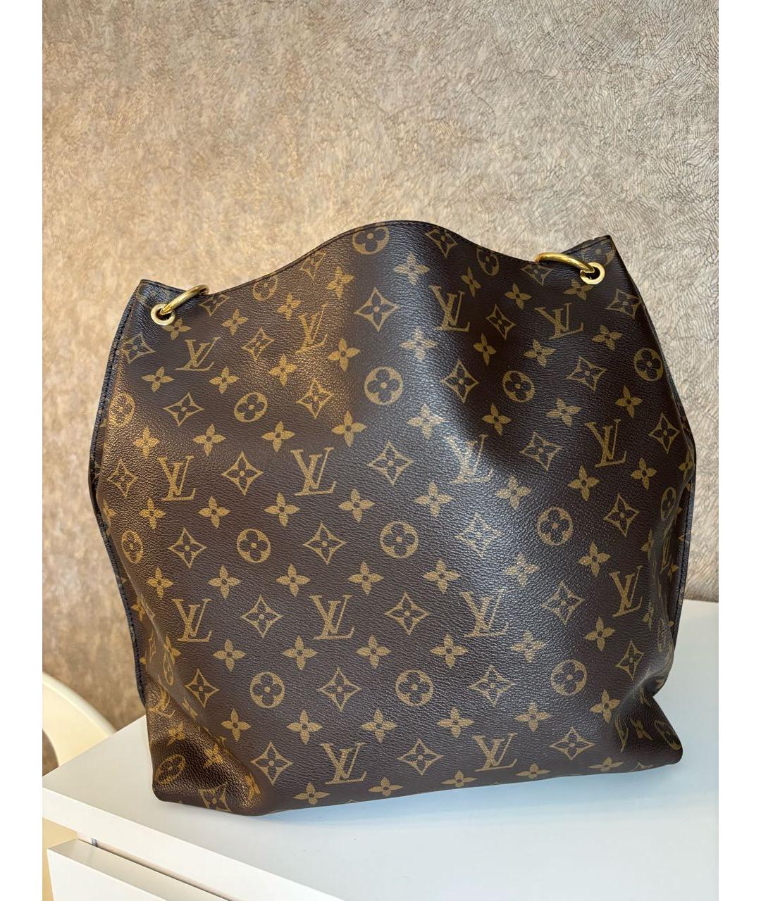 LOUIS VUITTON Коричневая сумка с короткими ручками из искусственной кожи, фото 3
