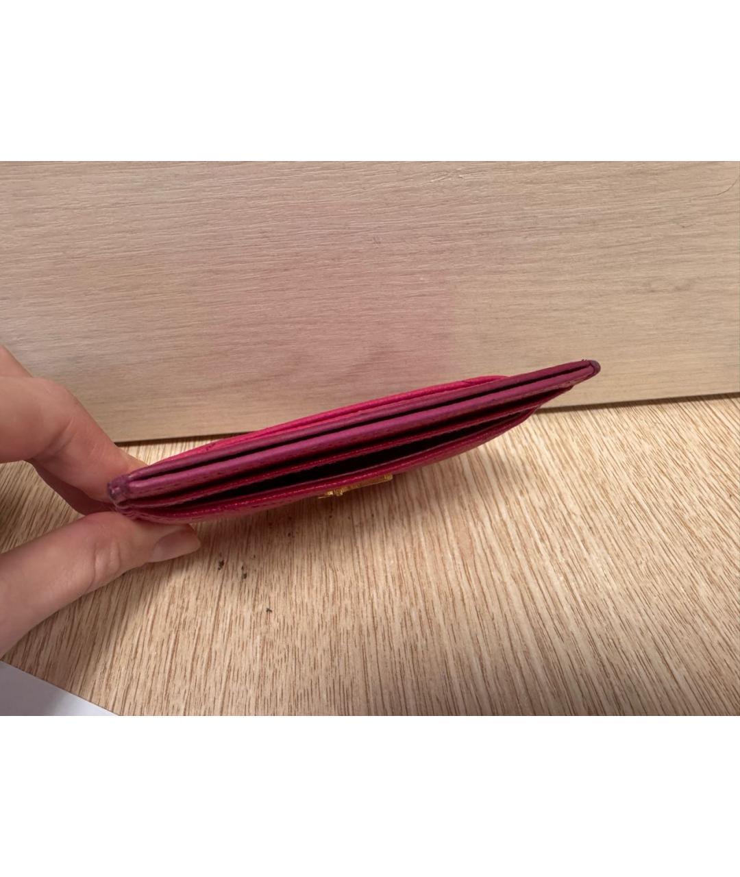 SAINT LAURENT Красный кожаный кардхолдер, фото 4