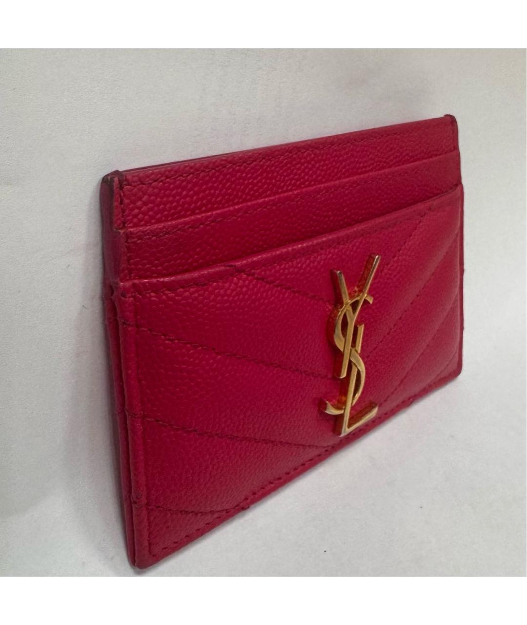 SAINT LAURENT Красный кожаный кардхолдер, фото 2
