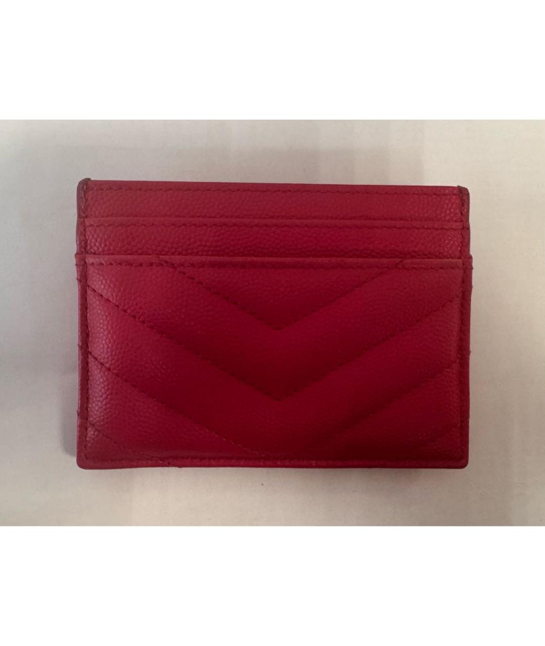 SAINT LAURENT Красный кожаный кардхолдер, фото 3