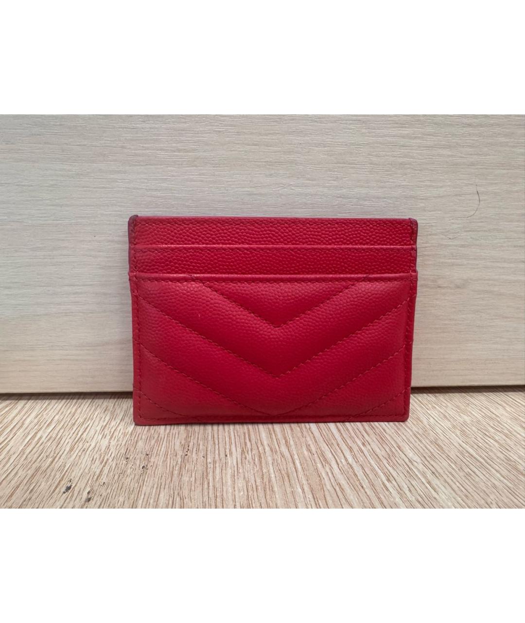 SAINT LAURENT Красный кожаный кардхолдер, фото 5