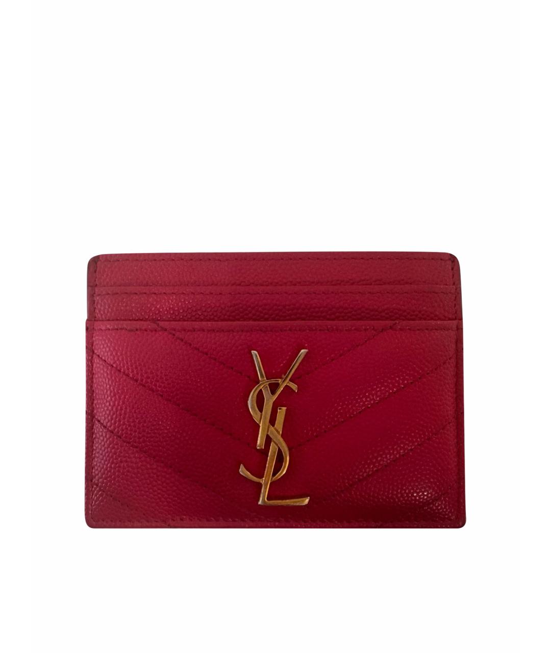 SAINT LAURENT Красный кожаный кардхолдер, фото 1