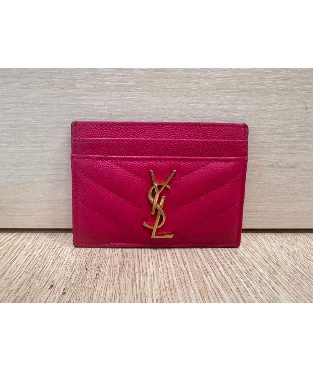 SAINT LAURENT Красный кожаный кардхолдер, фото 6