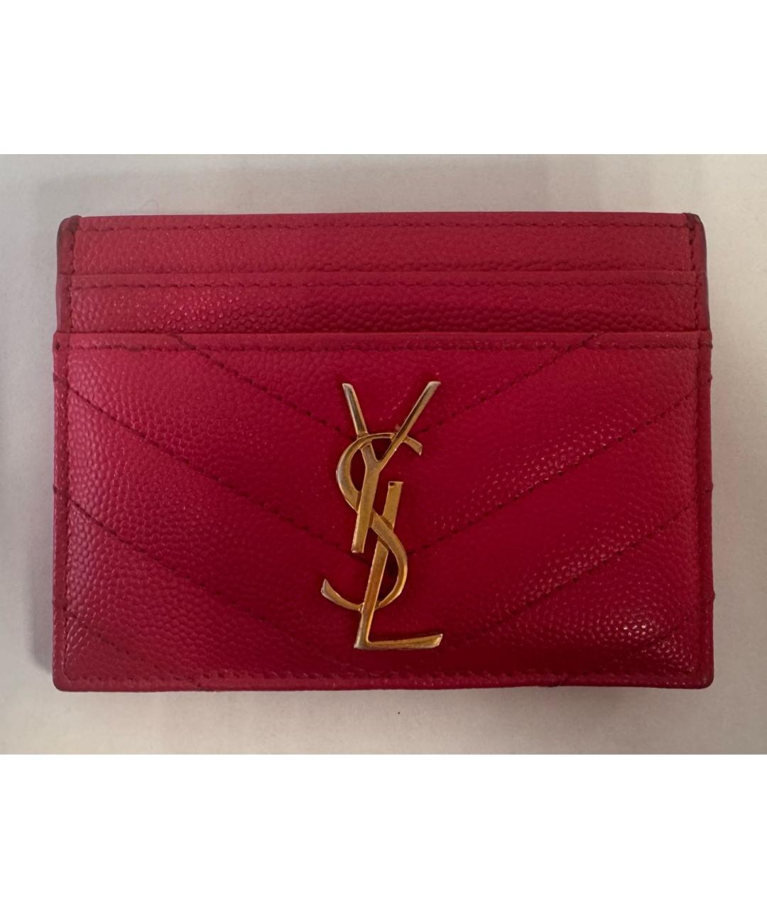 SAINT LAURENT Красный кожаный кардхолдер, фото 8