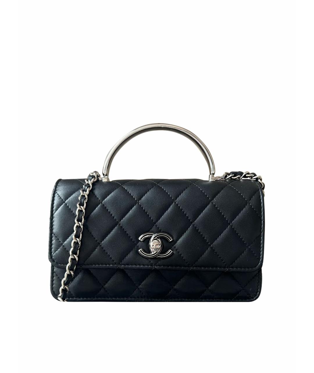 CHANEL Черная кожаная сумка с короткими ручками, фото 1