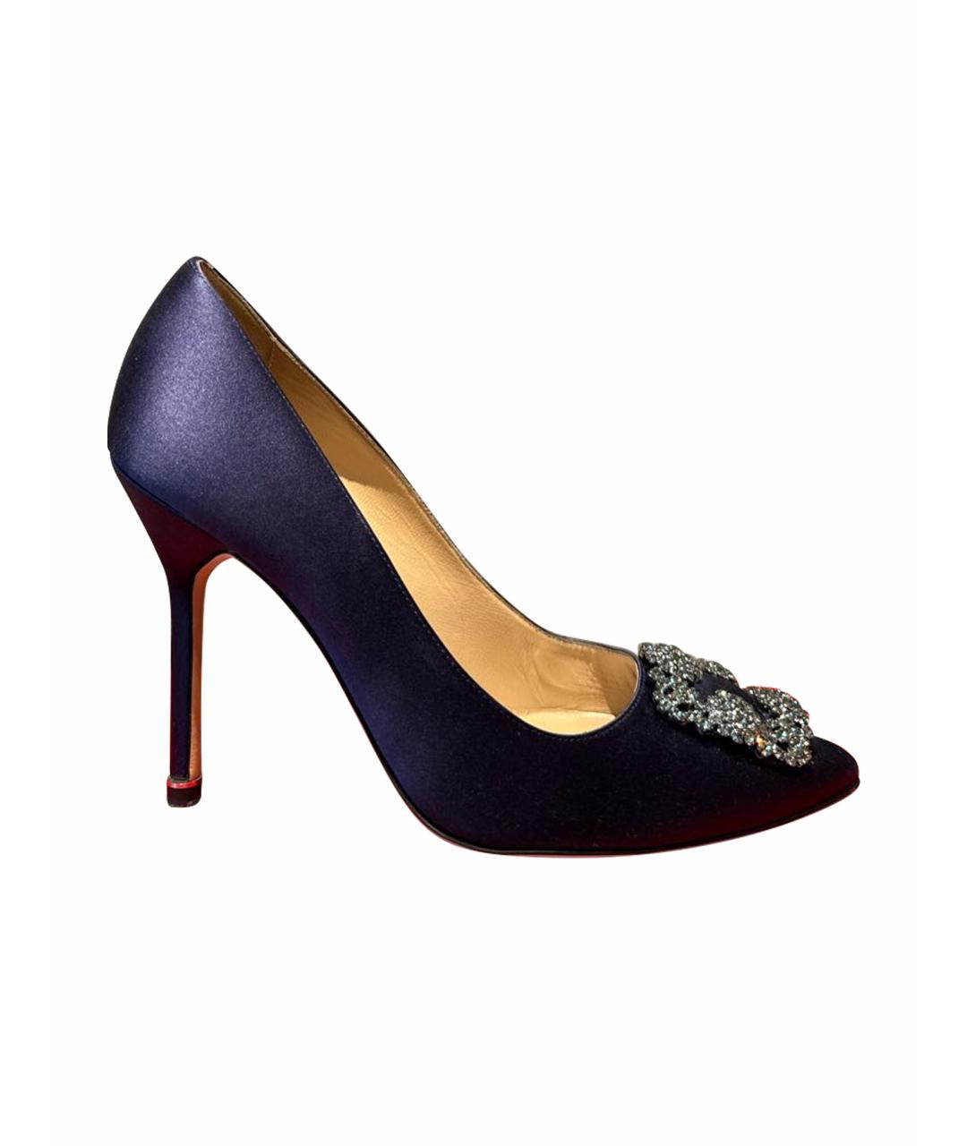 MANOLO BLAHNIK Темно-синие текстильные туфли, фото 1