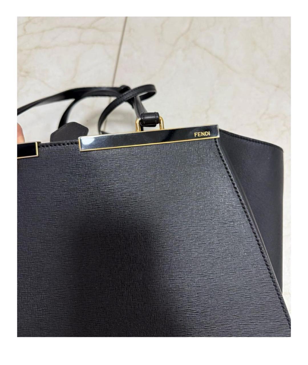 FENDI Черная кожаная сумка тоут, фото 7