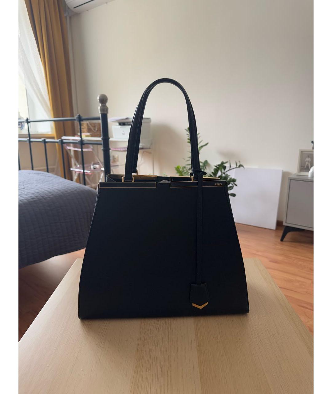 FENDI Черная кожаная сумка тоут, фото 2